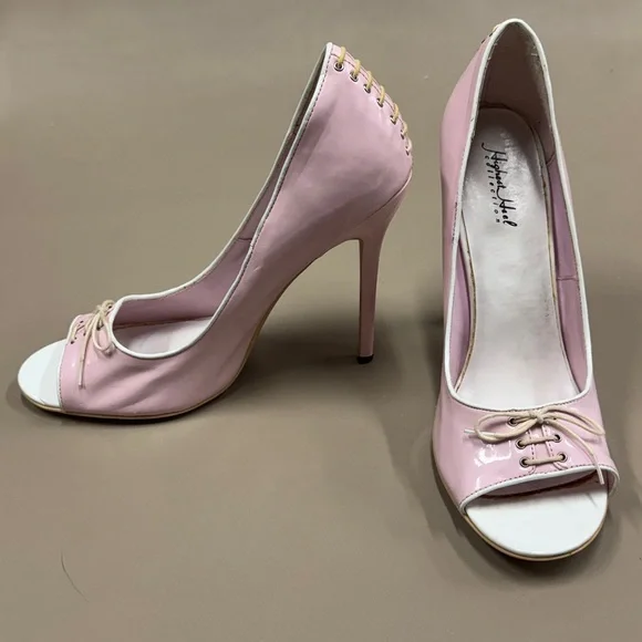 Highest Heel Collection Pink Peep-Toe Stiletto Heels - Picture 2 of 13